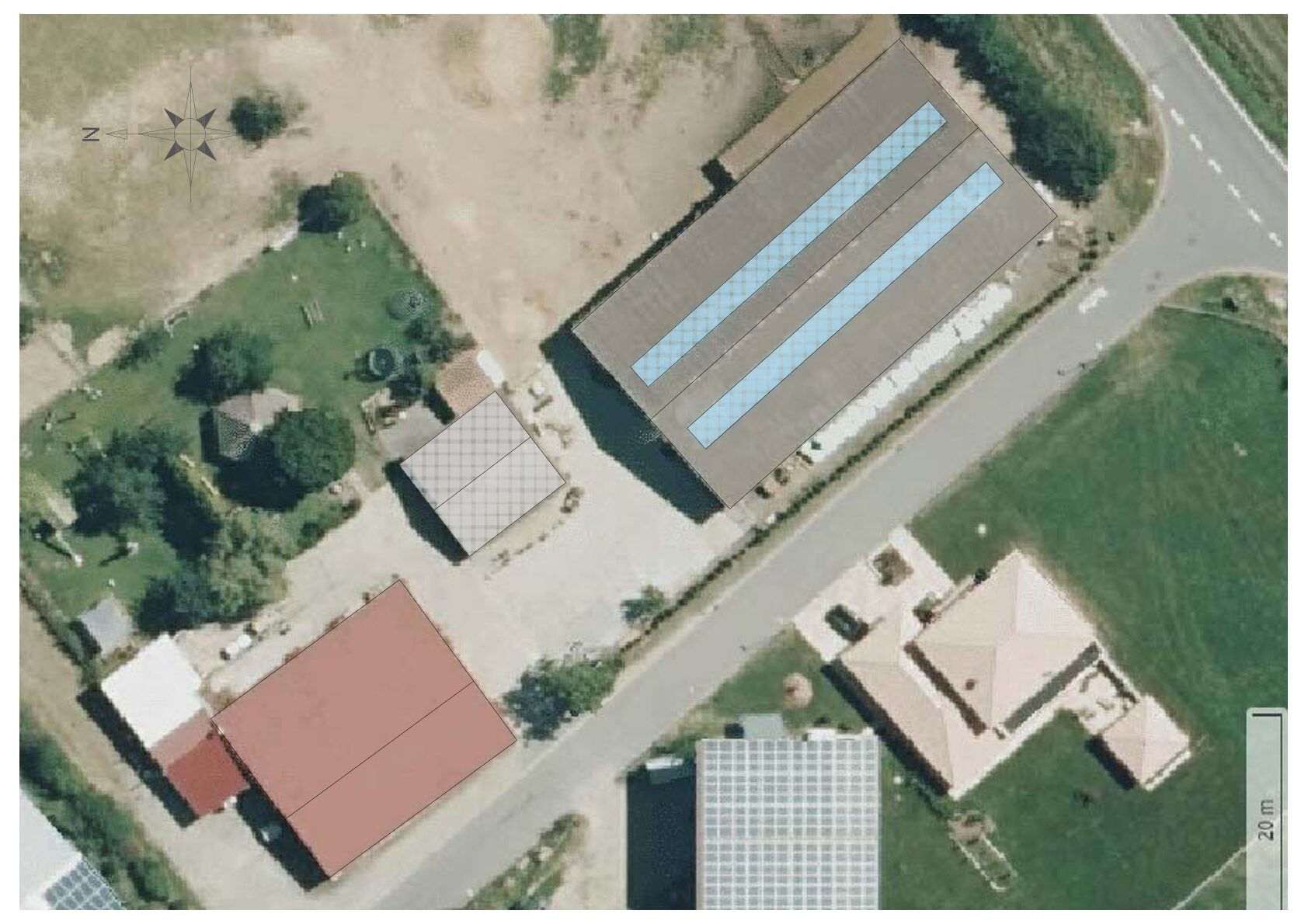 Die Photovoltaik Dachanlage des Pferdehofs.